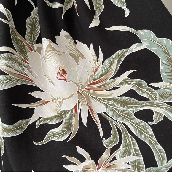 Hawaiian floral Asymmetrical halter top dress roughed back adjustable neck tie - Picture 9 of 10